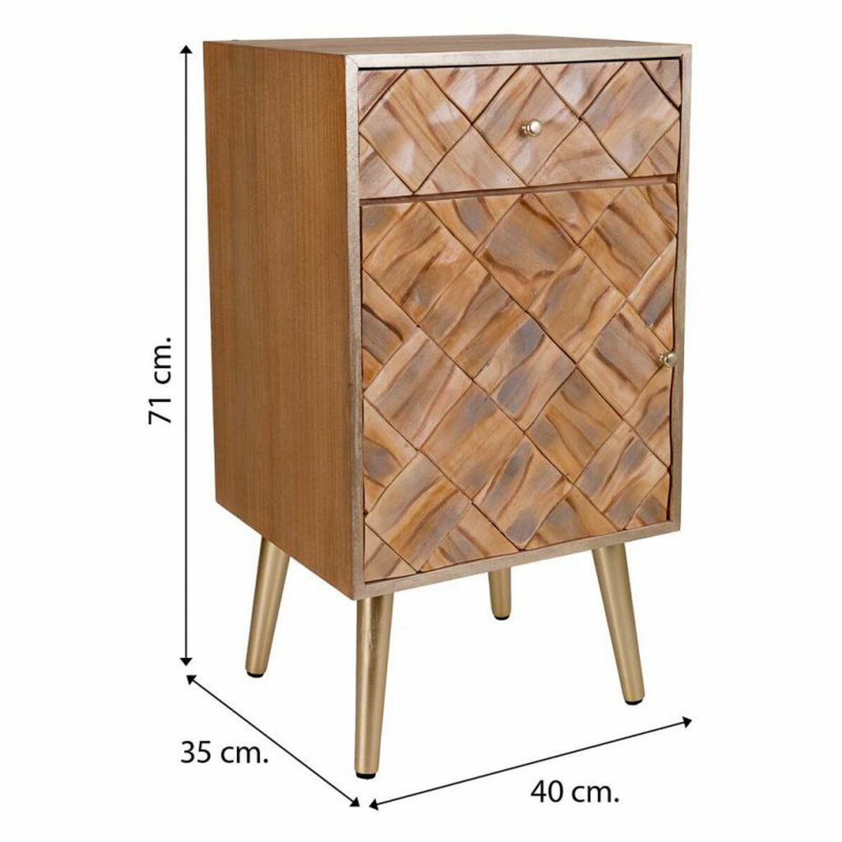 Nightstand Alexandra House Living Brown 35 x 71 x 40 cm-1