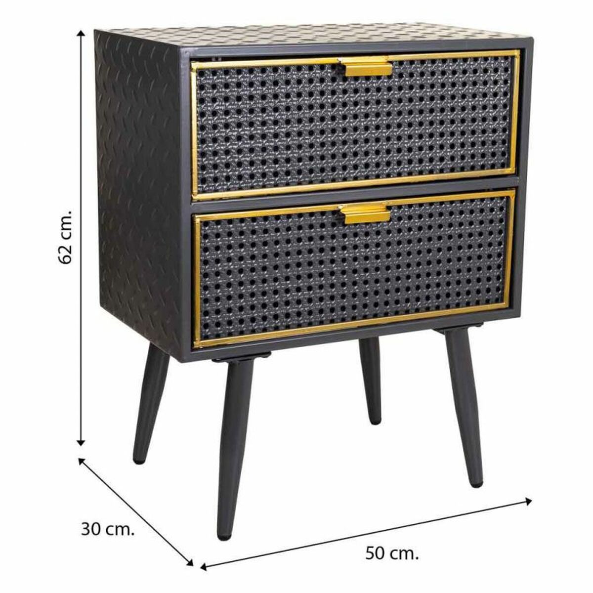 Nightstand Alexandra House Living Brown Black Grey 30 x 62 x 50 cm-1