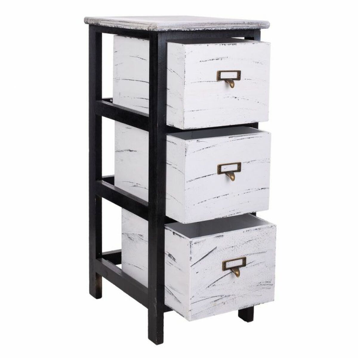 Chest of drawers Alexandra House Living White Black Paolownia wood 32 x 63 x 26 cm-5