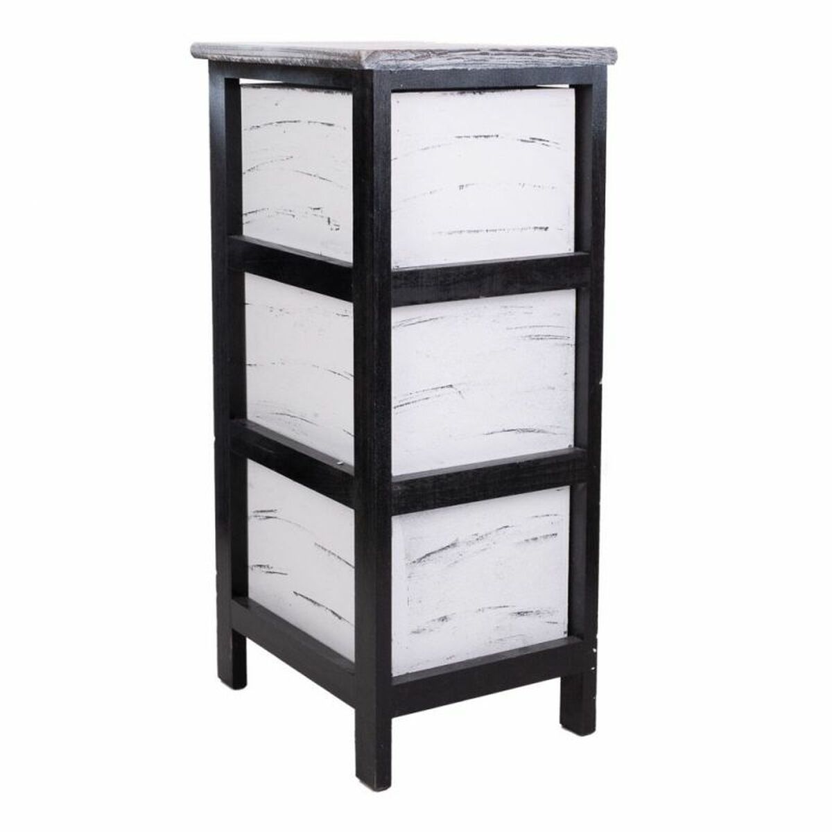 Chest of drawers Alexandra House Living White Black Paolownia wood 32 x 63 x 26 cm-4
