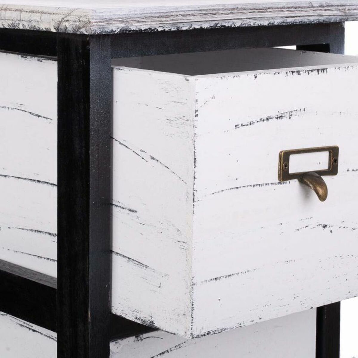 Chest of drawers Alexandra House Living White Black Paolownia wood 32 x 63 x 26 cm-3