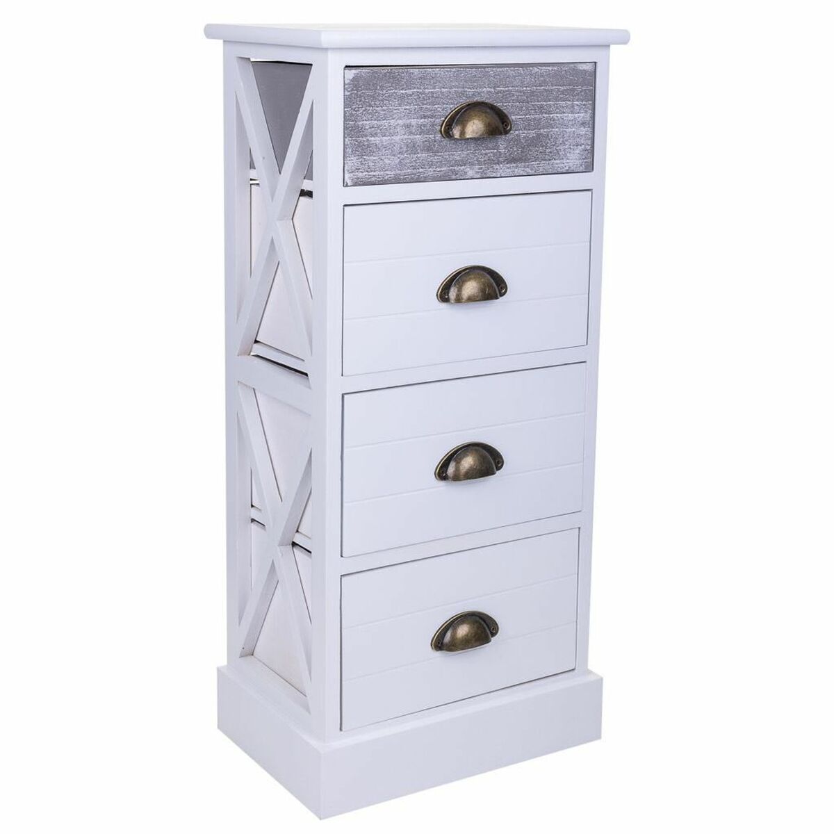 Chest of drawers Alexandra House Living White Paolownia wood MDF Wood 25 x 76 x 35 cm-0