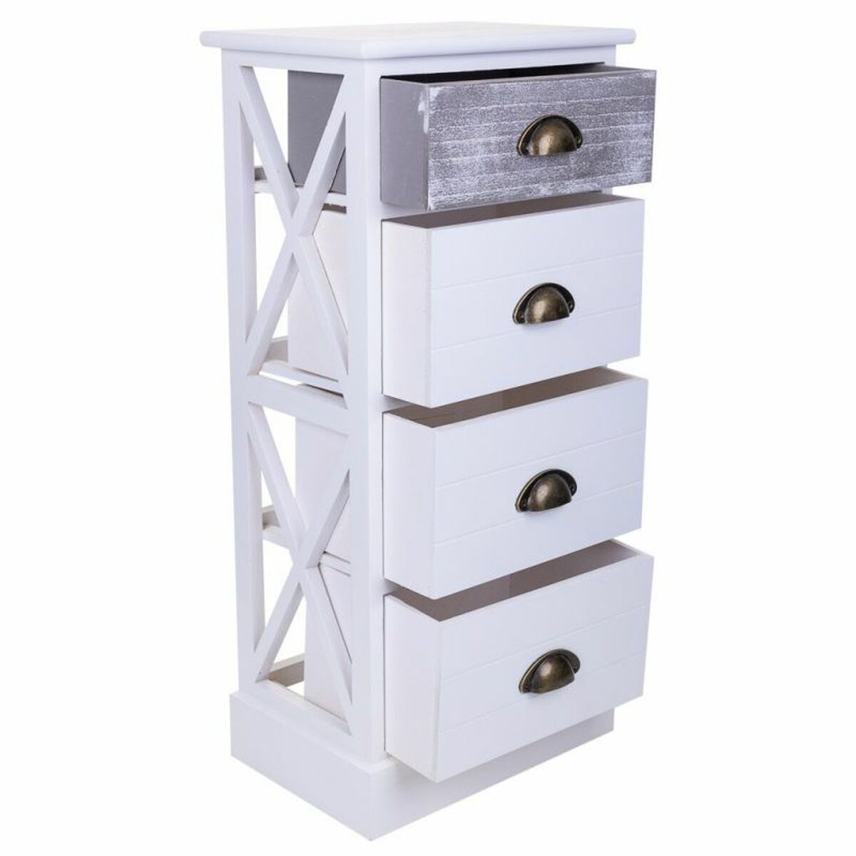 Chest of drawers Alexandra House Living White Paolownia wood MDF Wood 25 x 76 x 35 cm-7