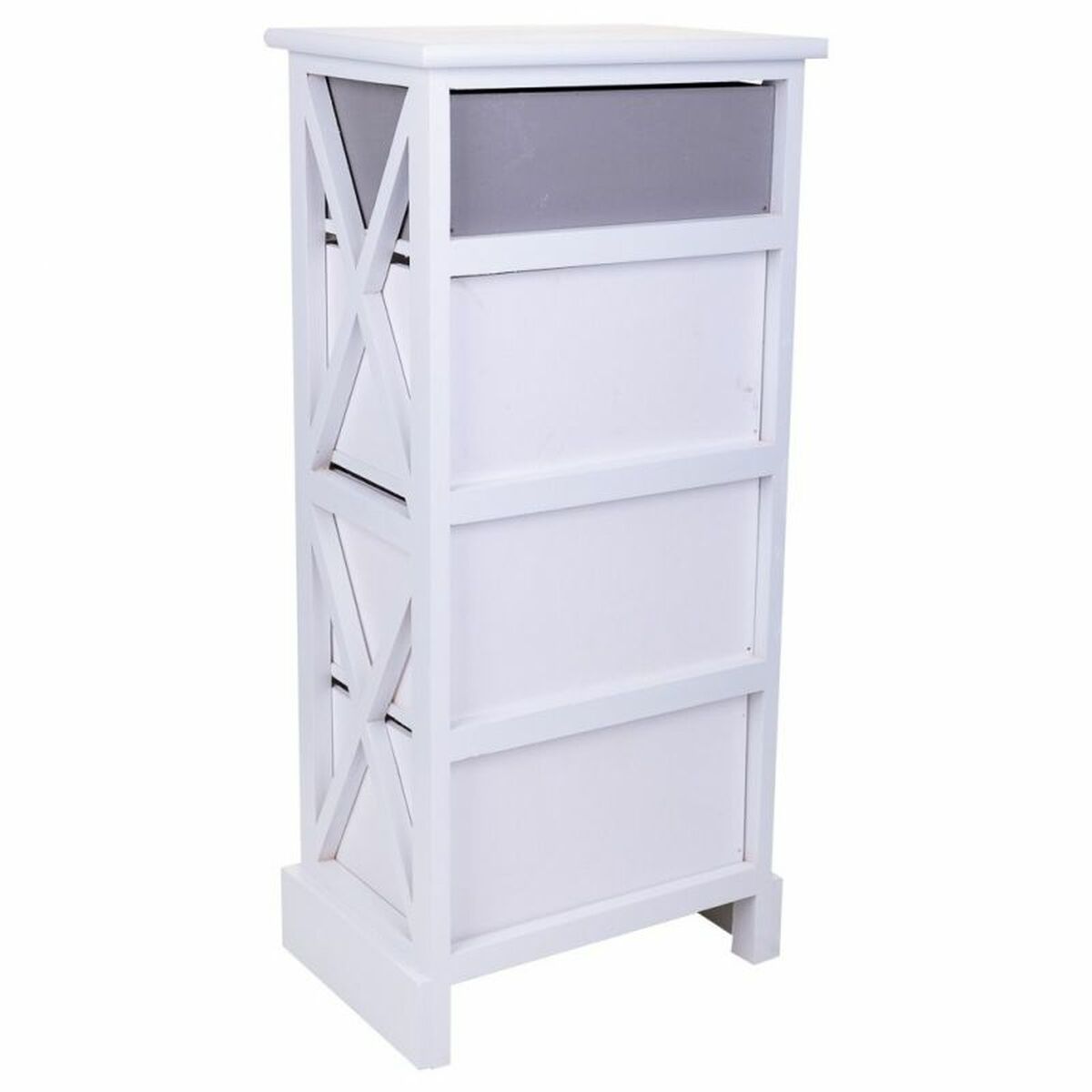 Chest of drawers Alexandra House Living White Paolownia wood MDF Wood 25 x 76 x 35 cm-4