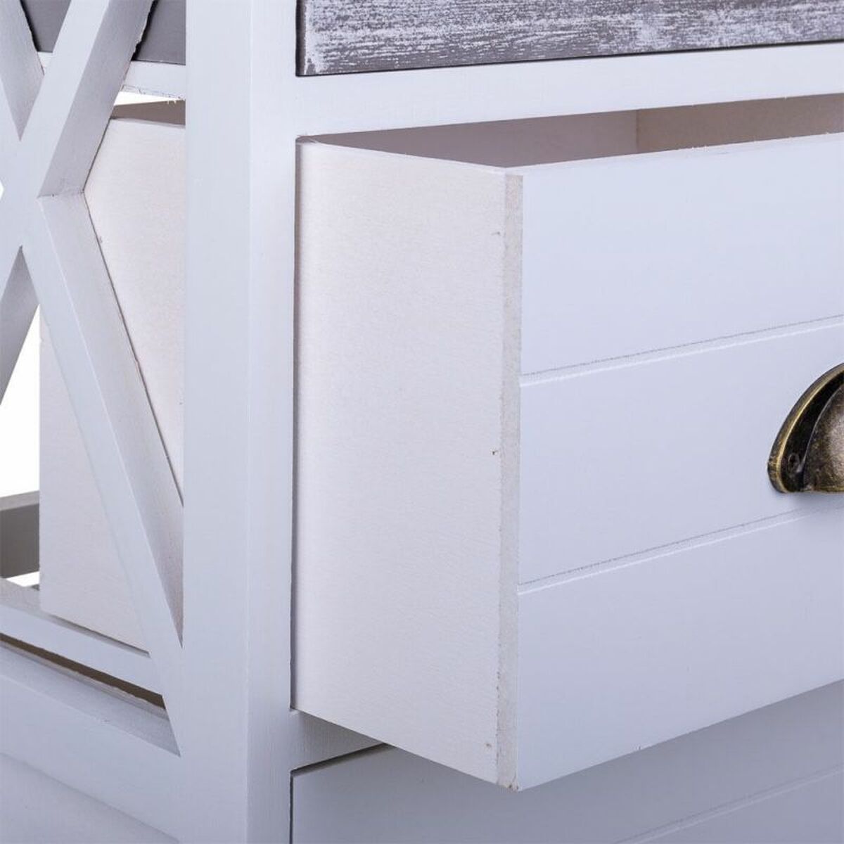Chest of drawers Alexandra House Living White Paolownia wood MDF Wood 25 x 76 x 35 cm-3