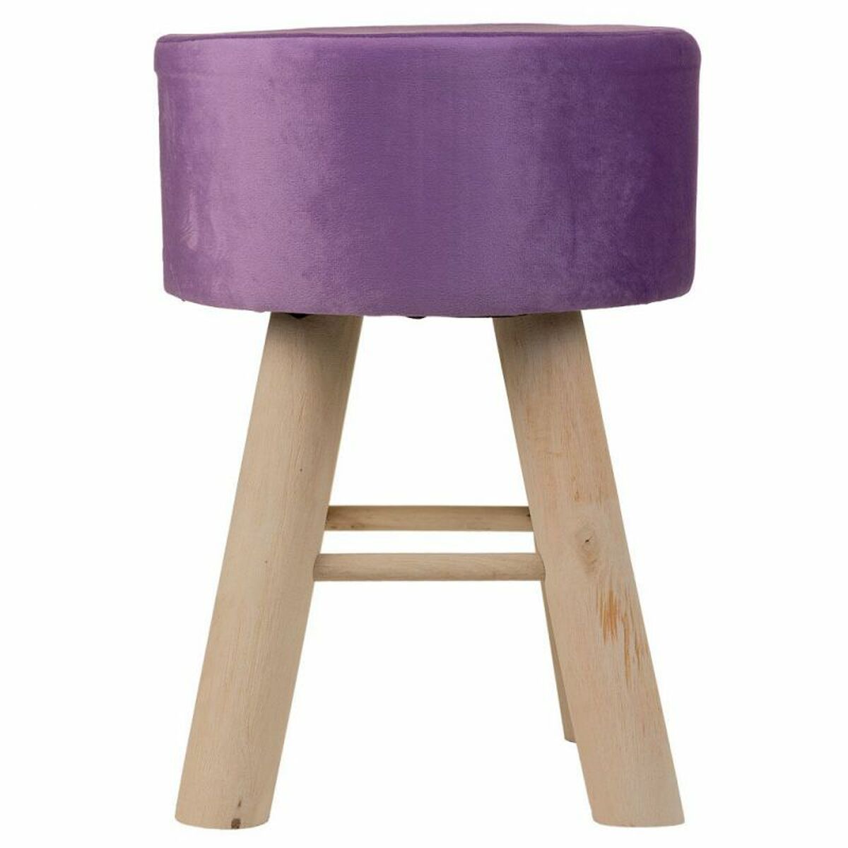 Stool Alexandra House Living Purple Velvet Bamboo Pinewood Sponge MDF Wood 32 x 44 x 32 cm-5