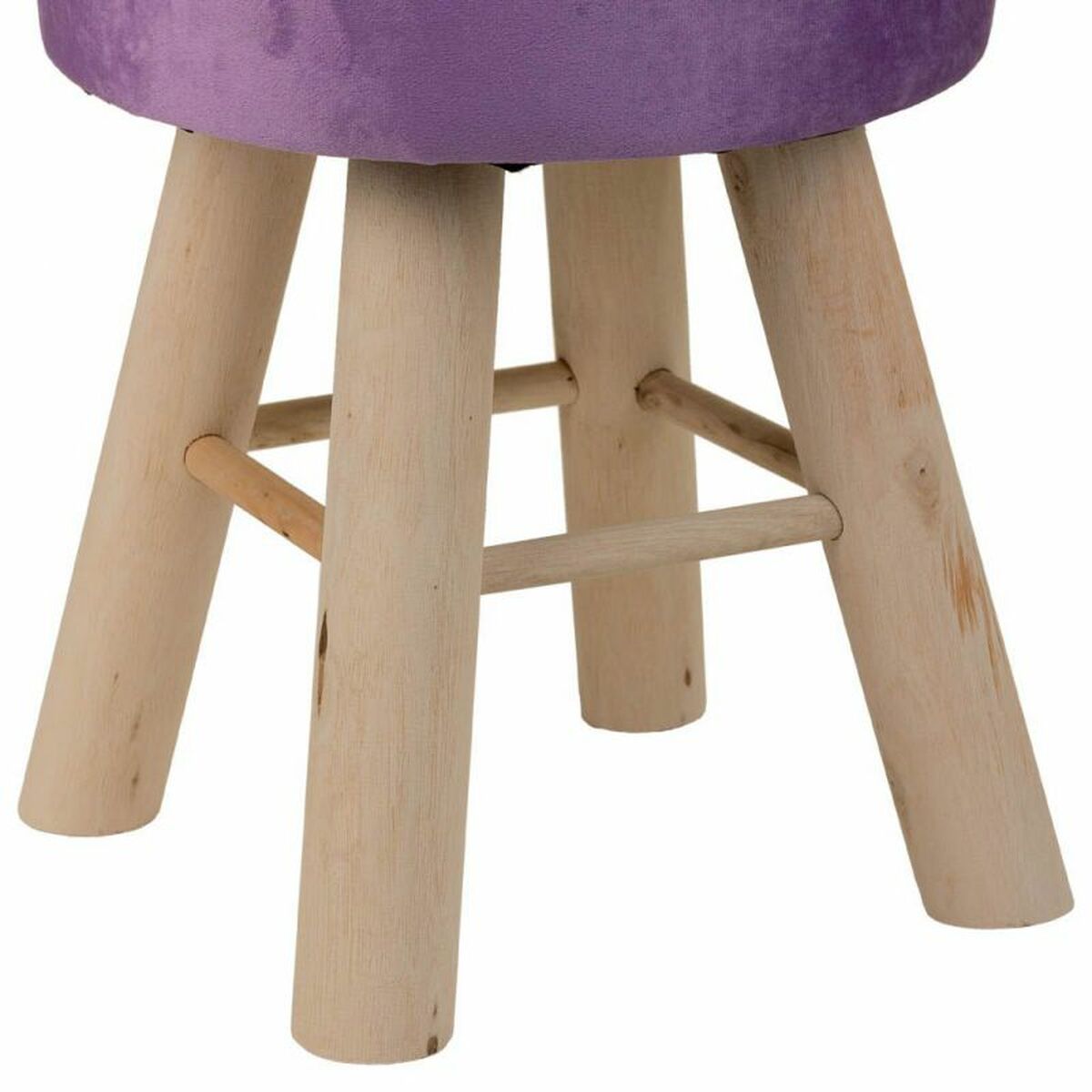 Stool Alexandra House Living Purple Velvet Bamboo Pinewood Sponge MDF Wood 32 x 44 x 32 cm-1