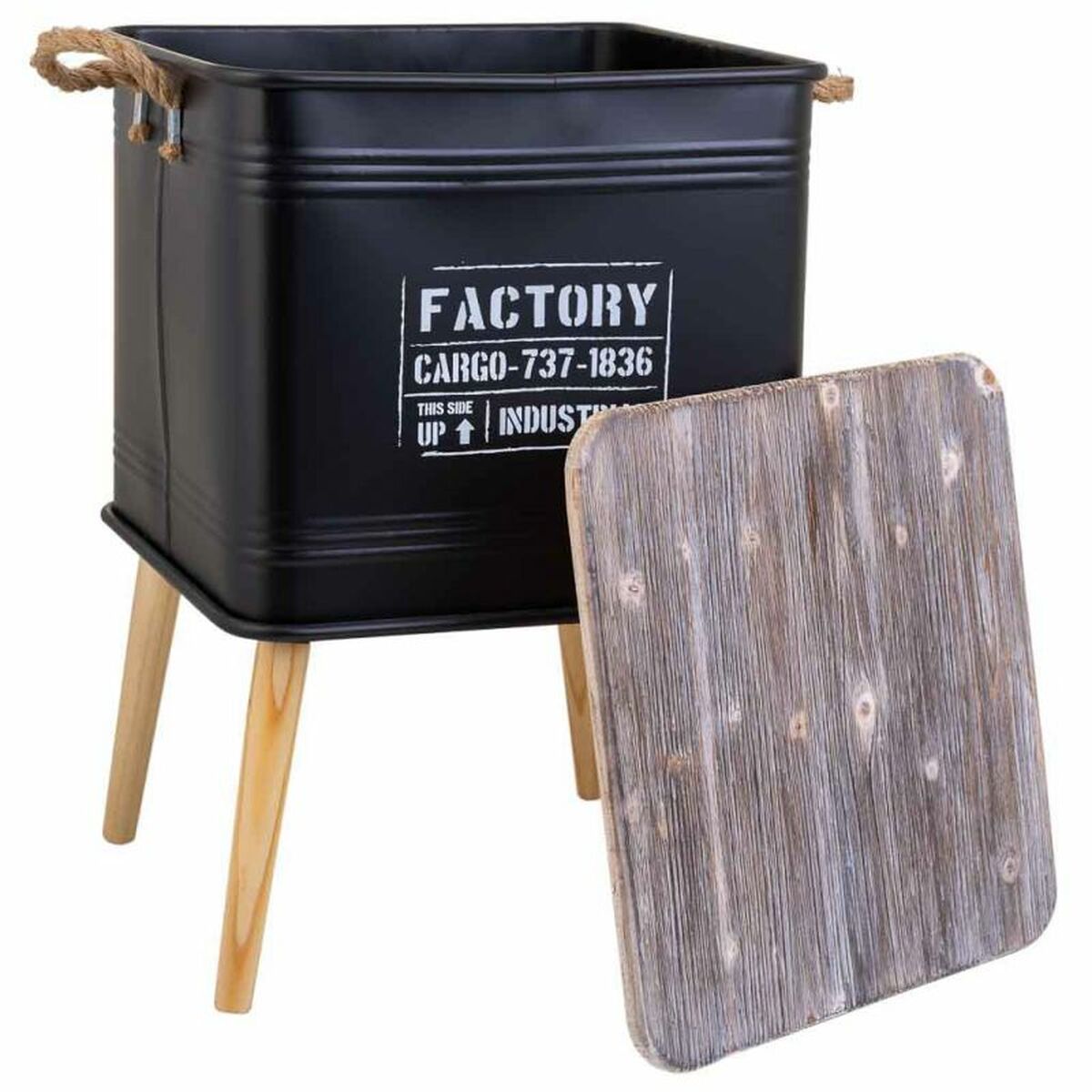 Nightstand Alexandra House Living Black 41 x 41 x 61 cm-4