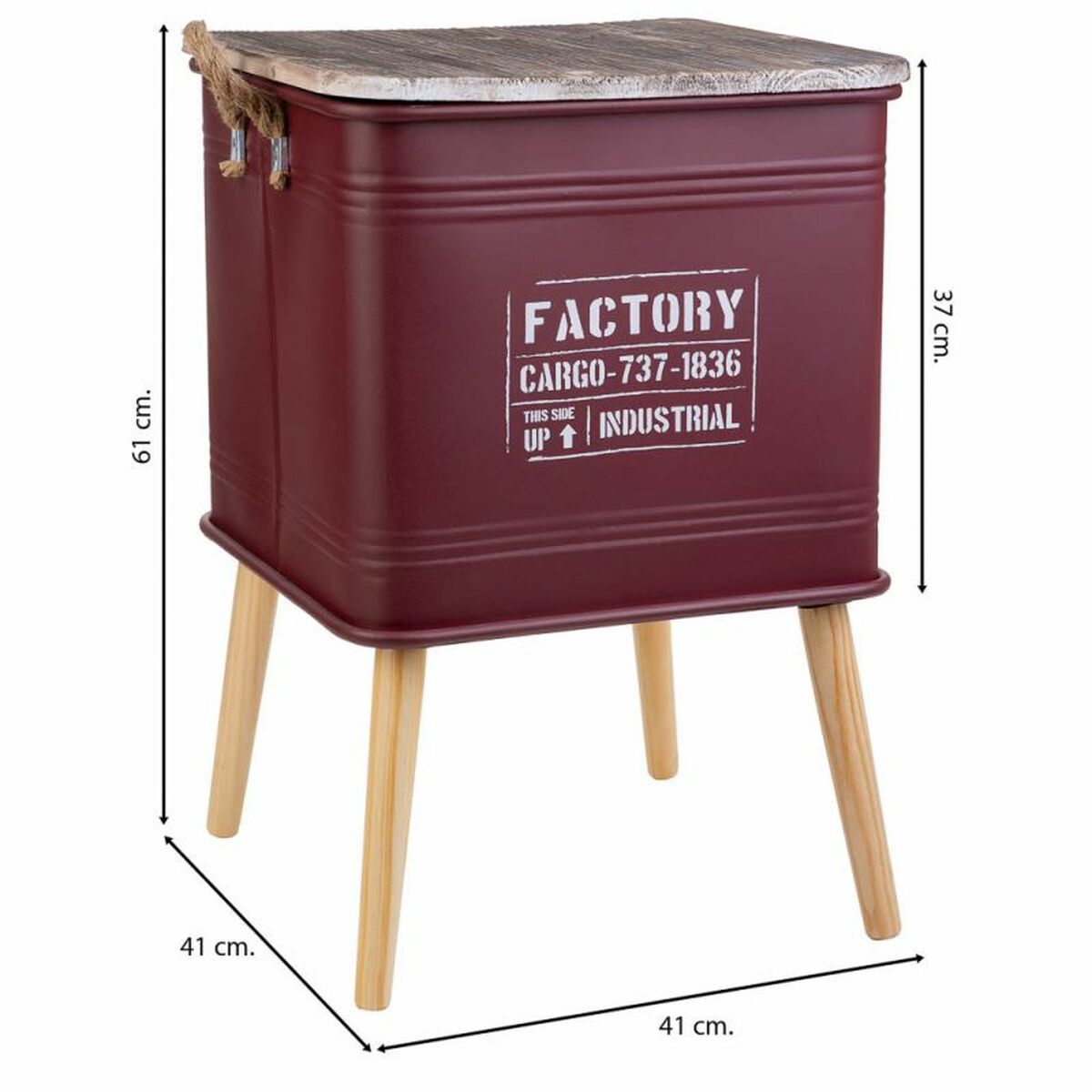 Nightstand Alexandra House Living Red 41 x 41 x 61 cm-6