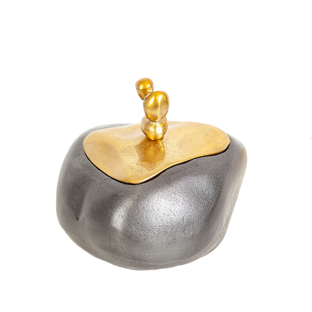 Decorative box Romimex Black Golden Aluminium 19 x 16 x 15 cm-0