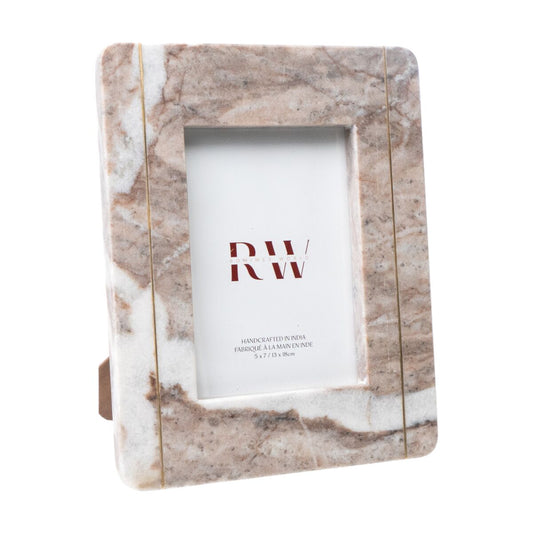 Photo frame Romimex Stone Brass Marble MDF Wood 5 x 18 x 13 cm-0
