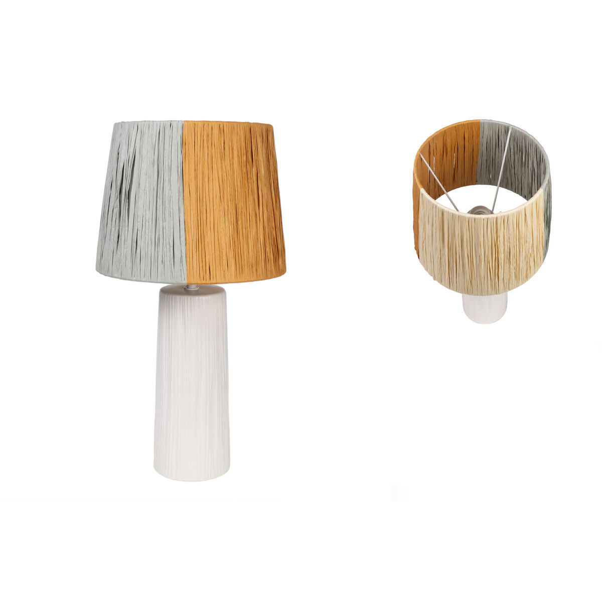 Desk lamp Romimex White Brown Grey Ceramic 25 x 47 x 25 cm-1