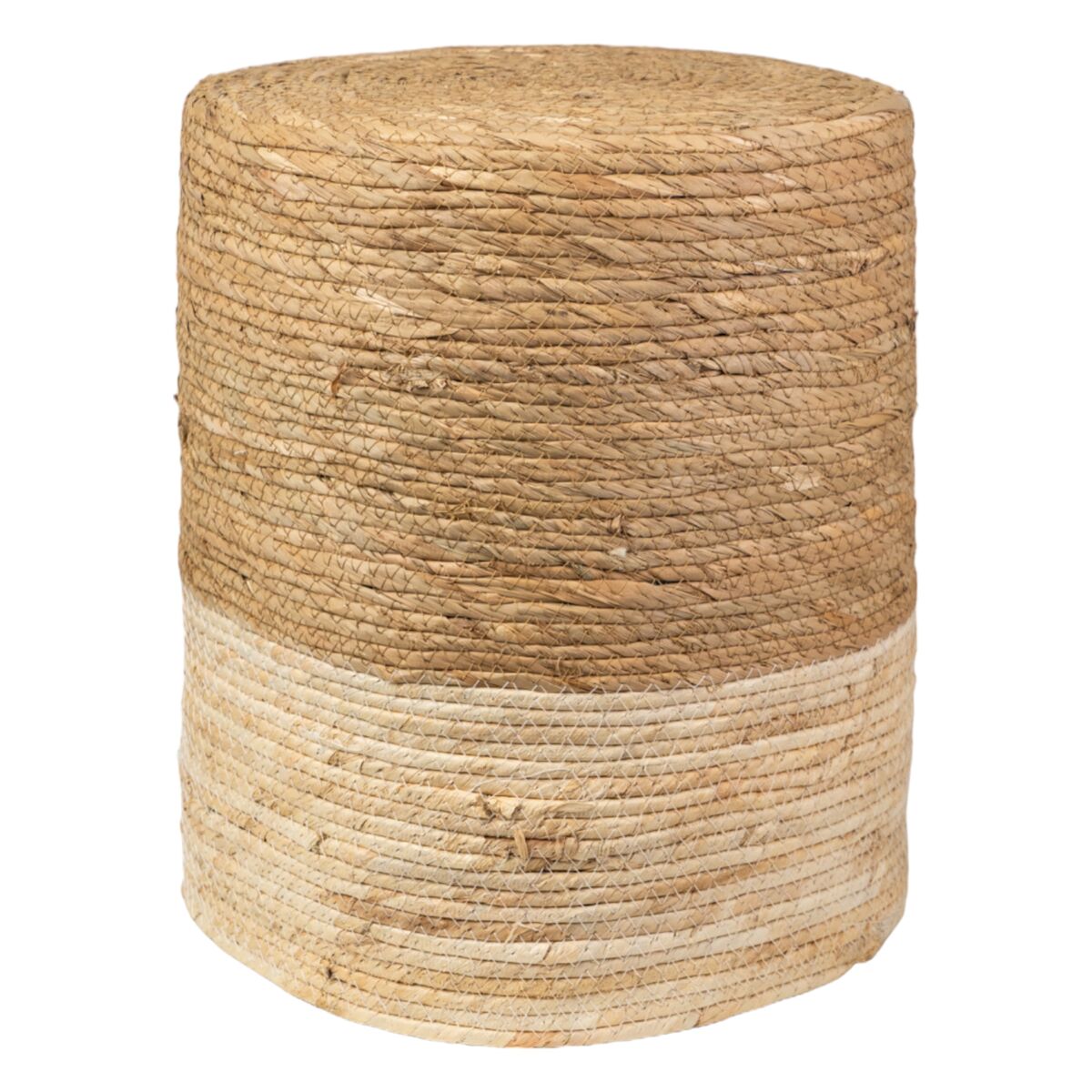 Stool Romimex White Natural Natural Fibre 33 x 39 x 33 cm-0