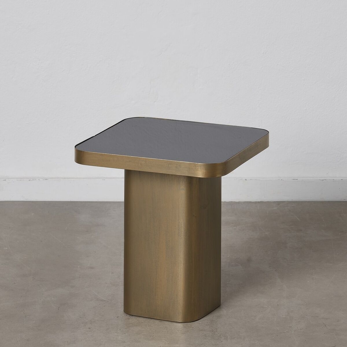 Side table Crystal Black Golden Metal 40 x 40 x 45 cm-0