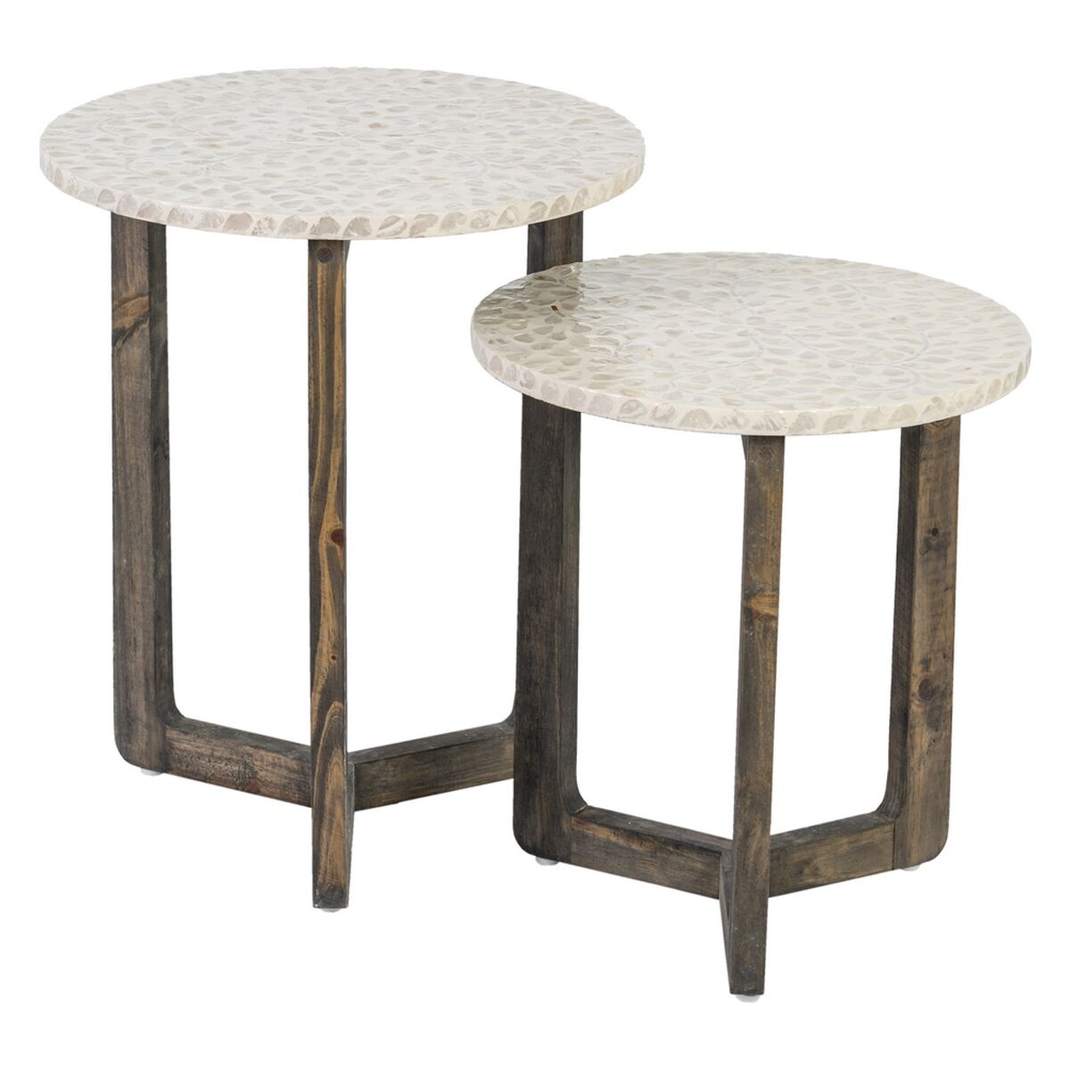 Side table Beige Brown Mother of pearl 40 x 40 x 45 cm MDF Wood-0