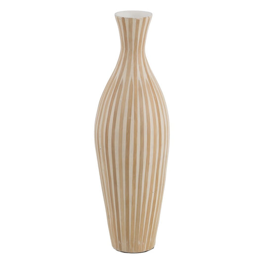 Vase White Beige Bamboo 20 x 20 x 64 cm-0