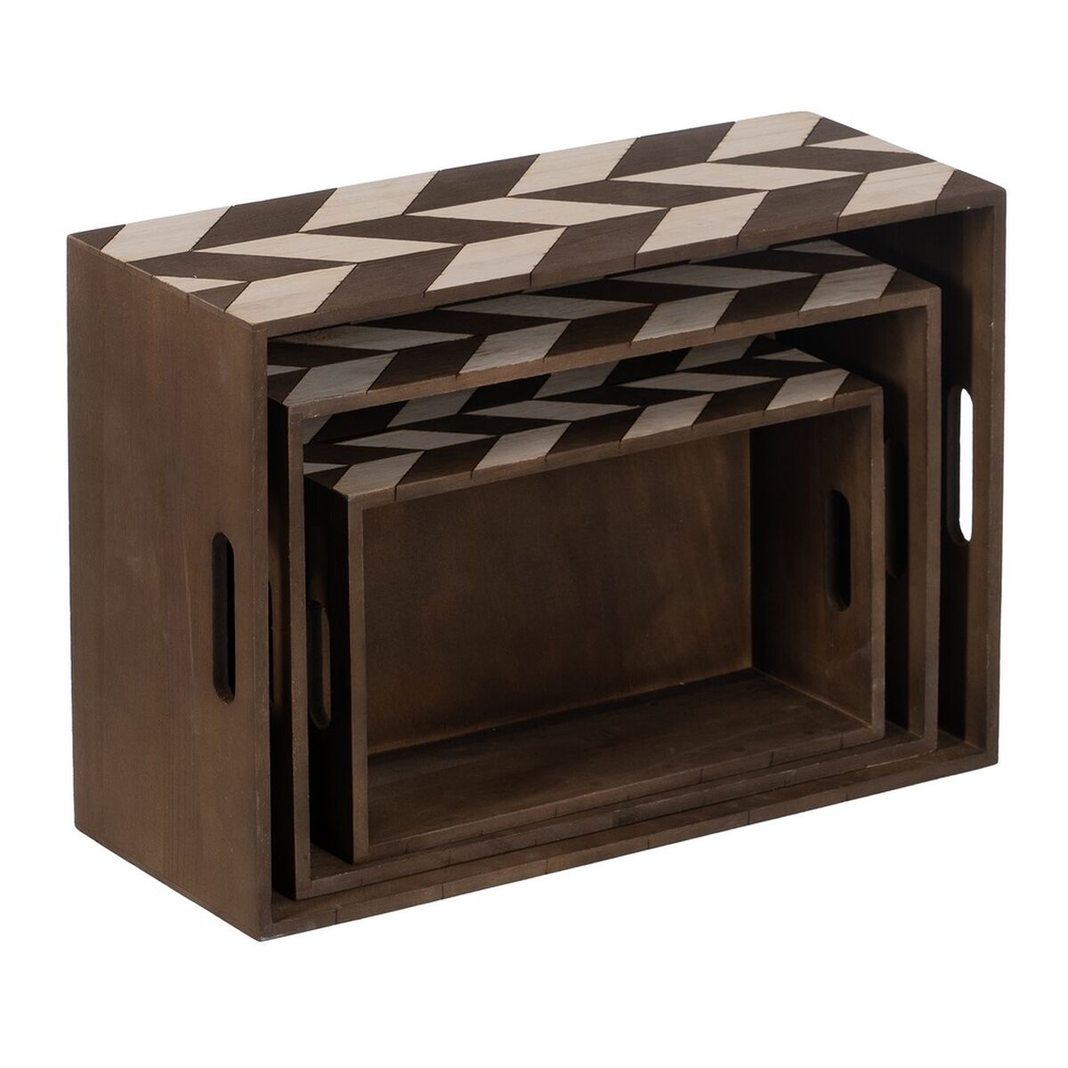 Set of decorative boxes Brown Natural Paolownia wood 44 x 31 x 18 cm (3 Pieces)-4