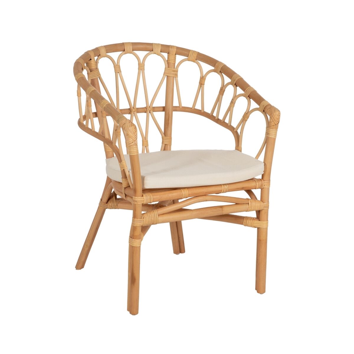 Dining Chair White Natural Rattan 58 x 59 x 78 cm-0