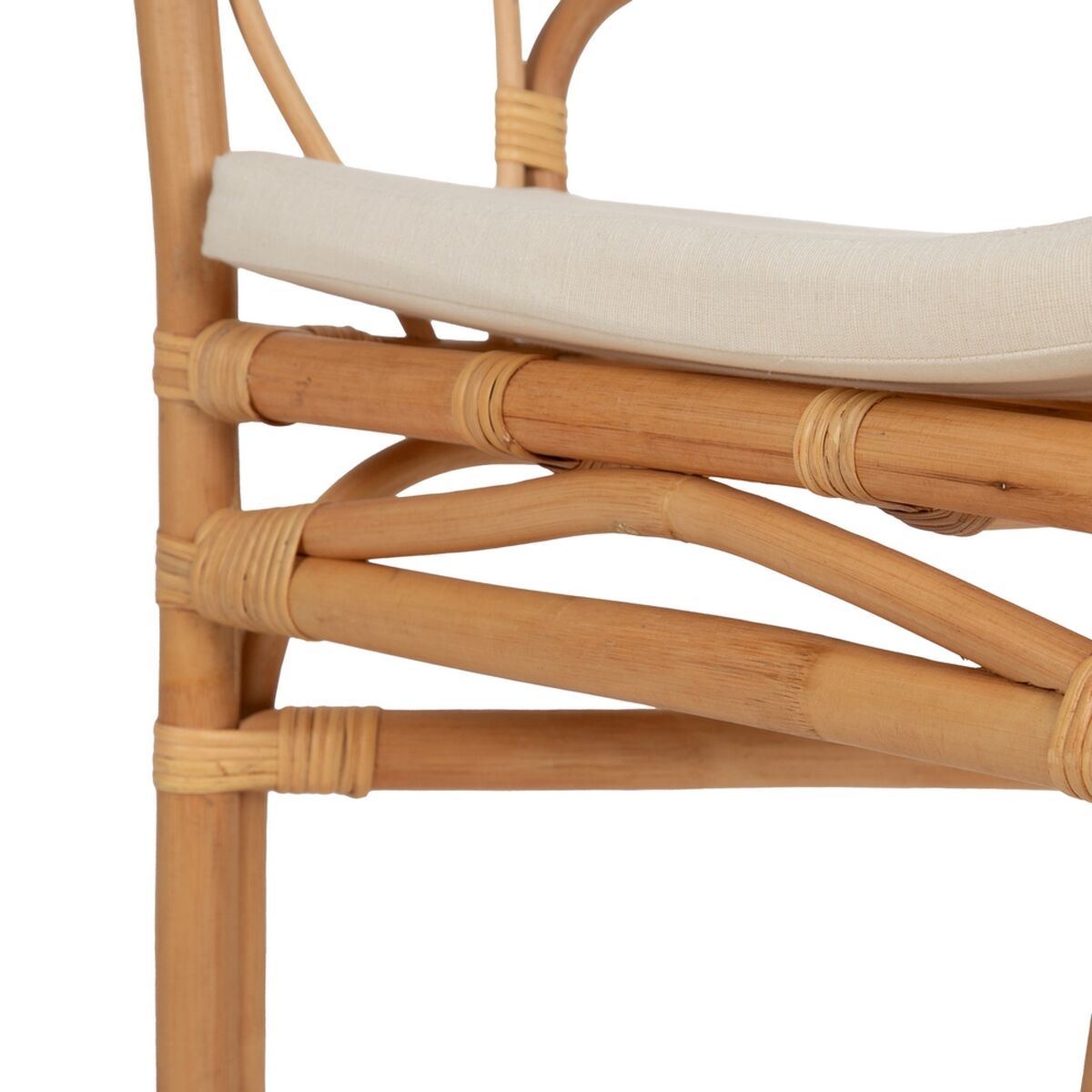 Dining Chair White Natural Rattan 58 x 59 x 78 cm-3
