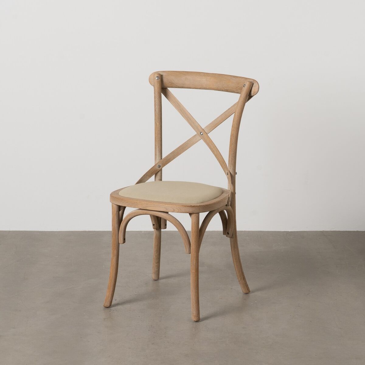 Dining Chair Beige Natural Rubber wood Cotton Polyester 44 x 42 x 88 cm-9