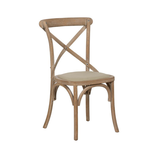 Dining Chair Beige Natural Rubber wood Cotton Polyester 44 x 42 x 88 cm-0
