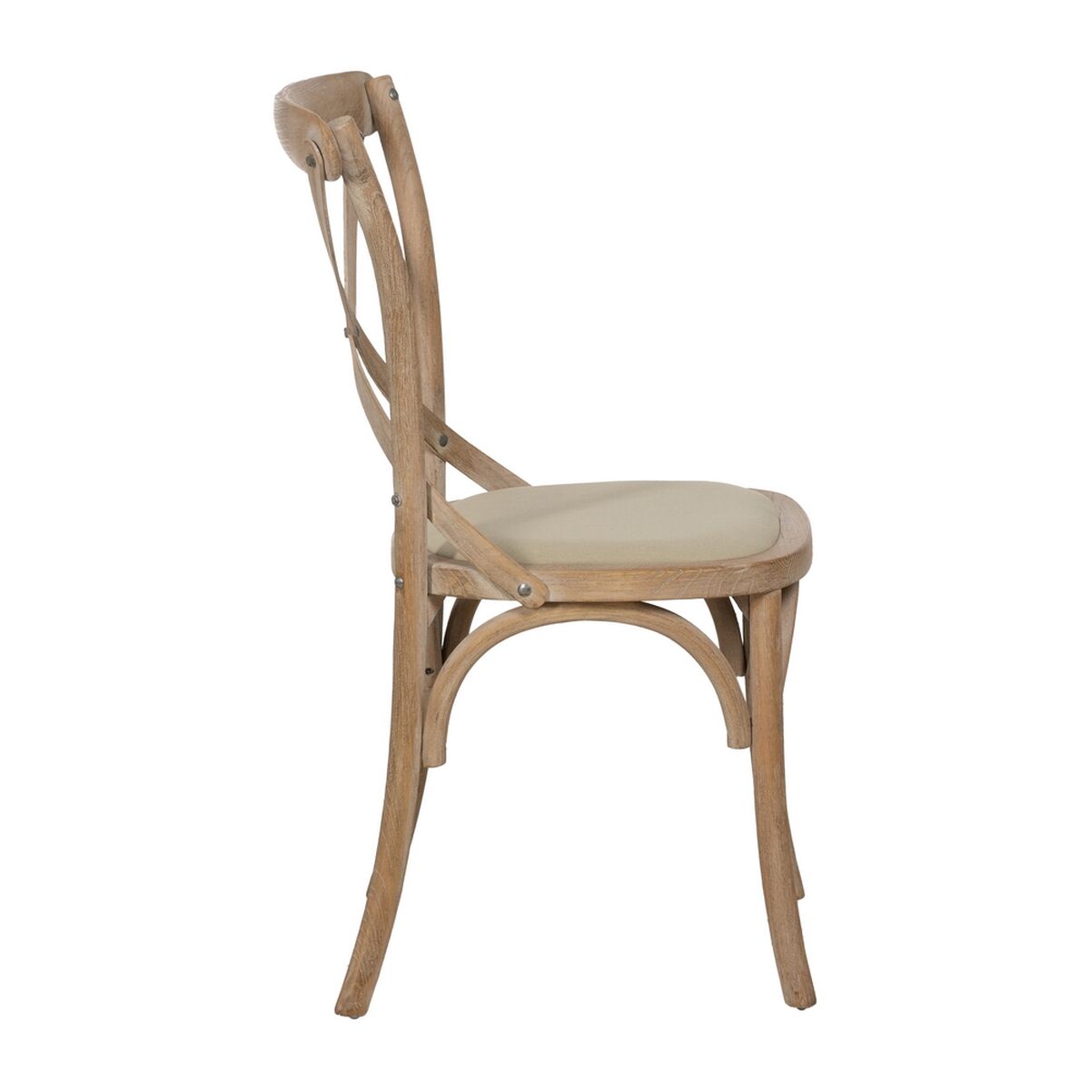 Dining Chair Beige Natural Rubber wood Cotton Polyester 44 x 42 x 88 cm-8