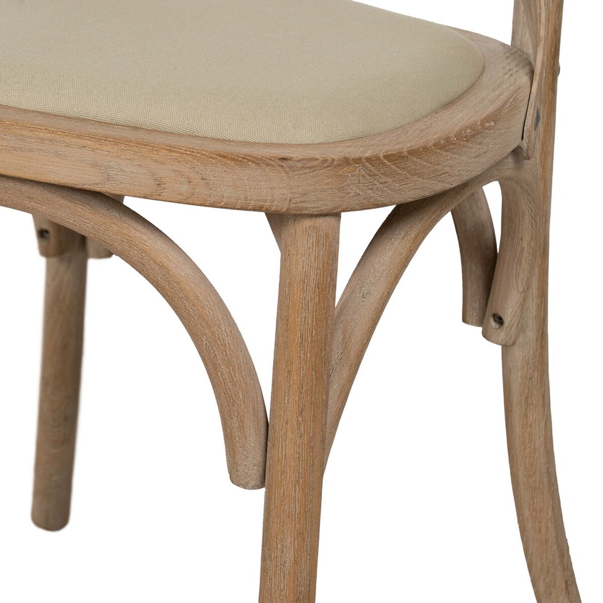 Dining Chair Beige Natural Rubber wood Cotton Polyester 44 x 42 x 88 cm-3