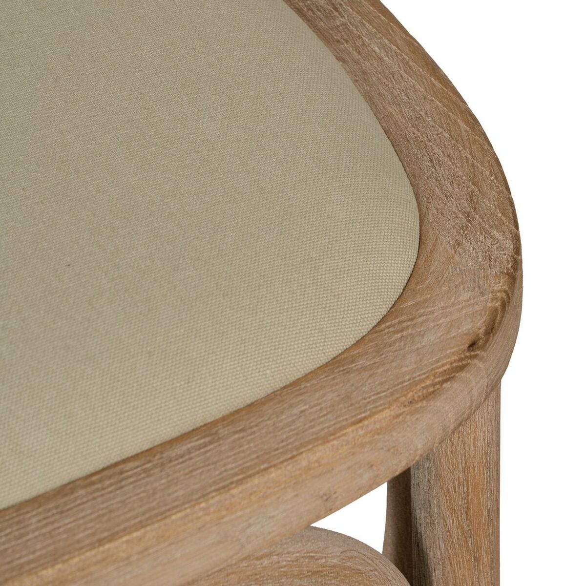 Dining Chair Beige Natural Rubber wood Cotton Polyester 44 x 42 x 88 cm-2