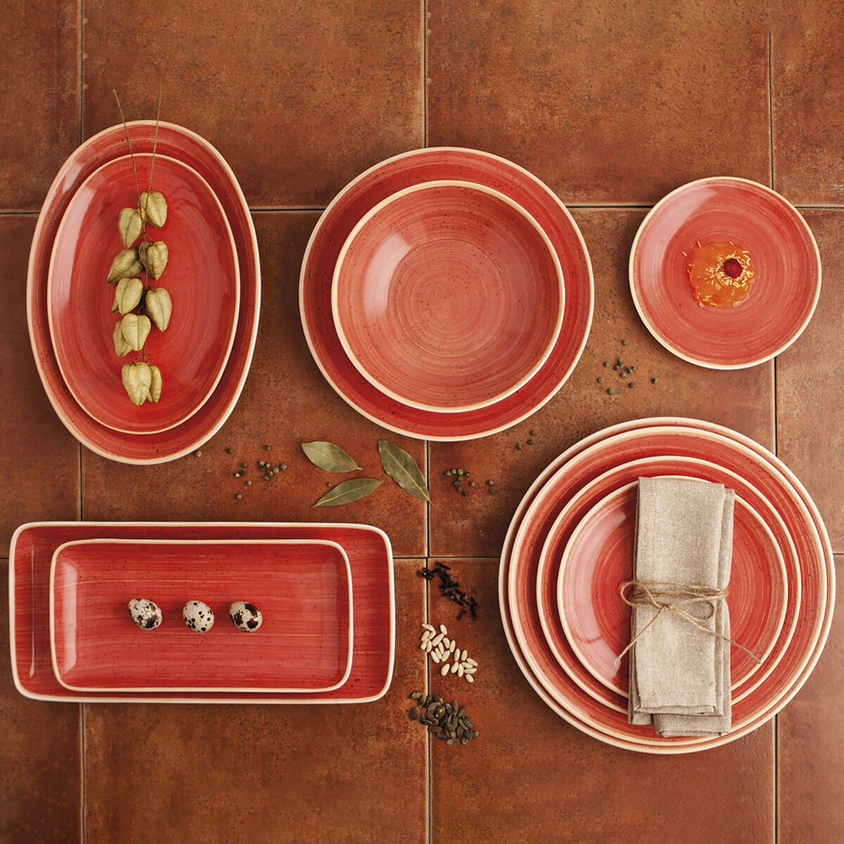 Serving Platter Ariane Terra Oval Ceramic Red (Ø 32 cm) (6 Units)-3