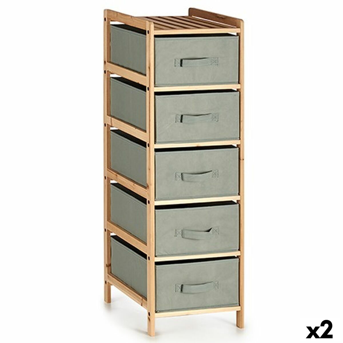 Chest of drawers Grey Wood Textile 34 x 103 x 36 cm (2 Units)-0