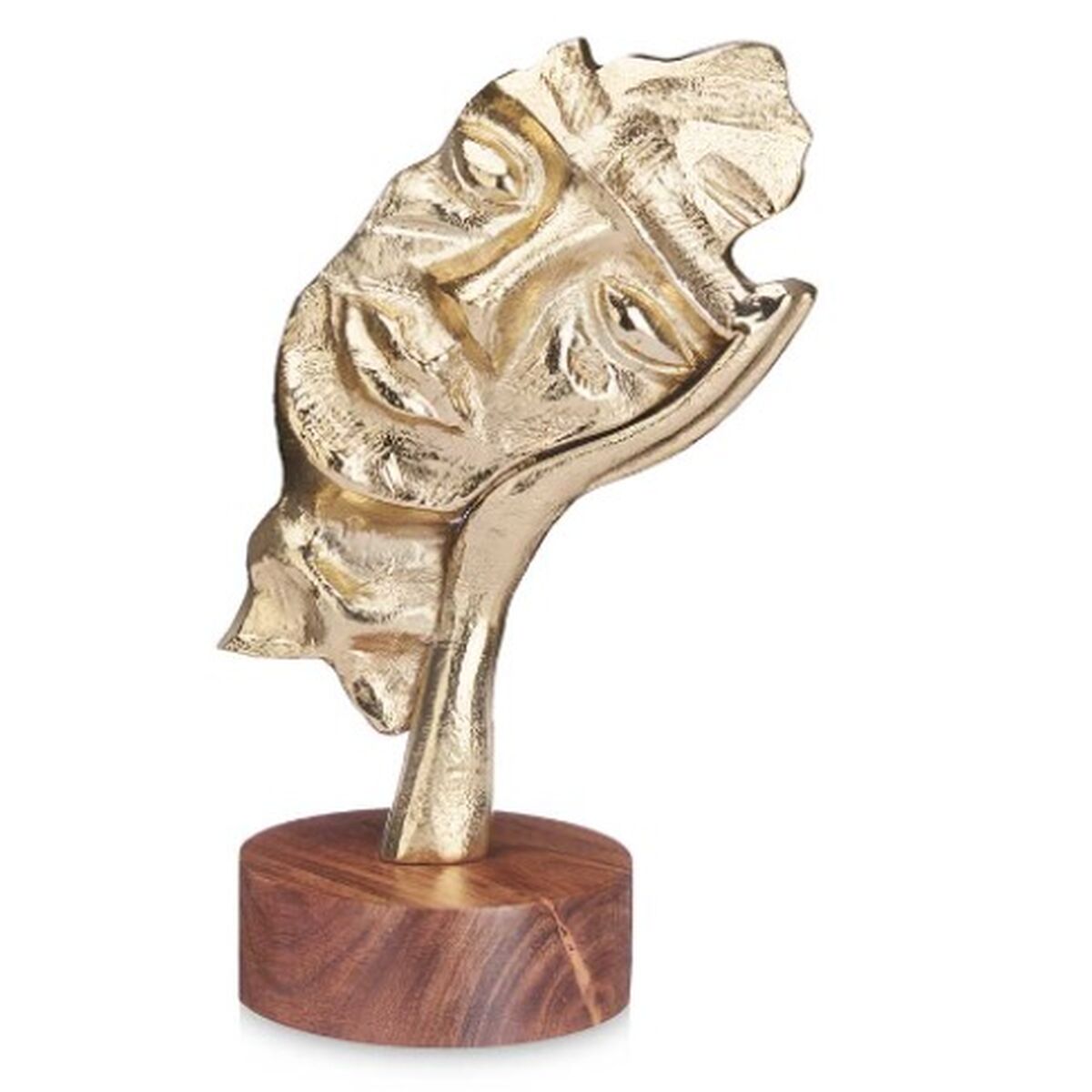 Decorative Figure Face Golden Wood Metal 16,5 x 26,5 x 11 cm-1
