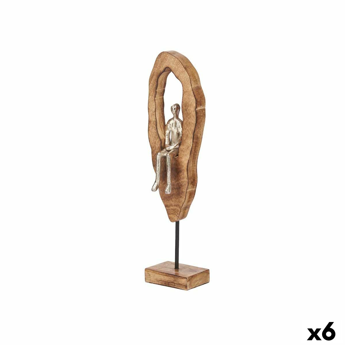 Decorative Figure Sitting Silver Metal 10 x 41,5 x 7,5 cm (6 Units)-0