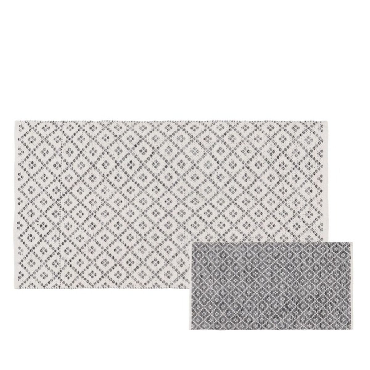 Carpet White Grey 70 % cotton 30 % Polyester 80 x 150 cm-0
